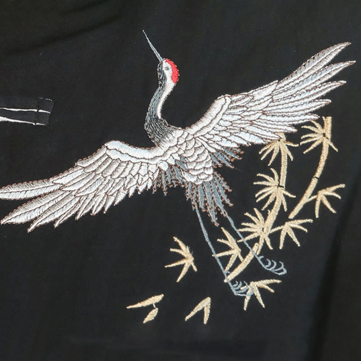 Buddha Stones、中国の旧正月、飛鶴刺繍、カエルボタン、唐装、コットンメンズジャケット、シャツ - image 15