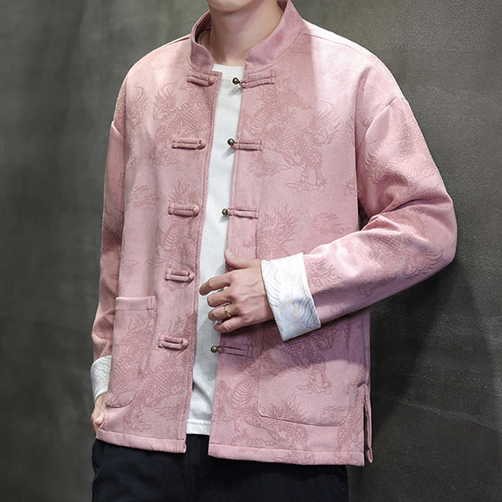 Buddha Stones、中国の旧正月、麒麟柄、カエルボタン、唐装、メンズジャケット、ポケット付きシャツ - image 30