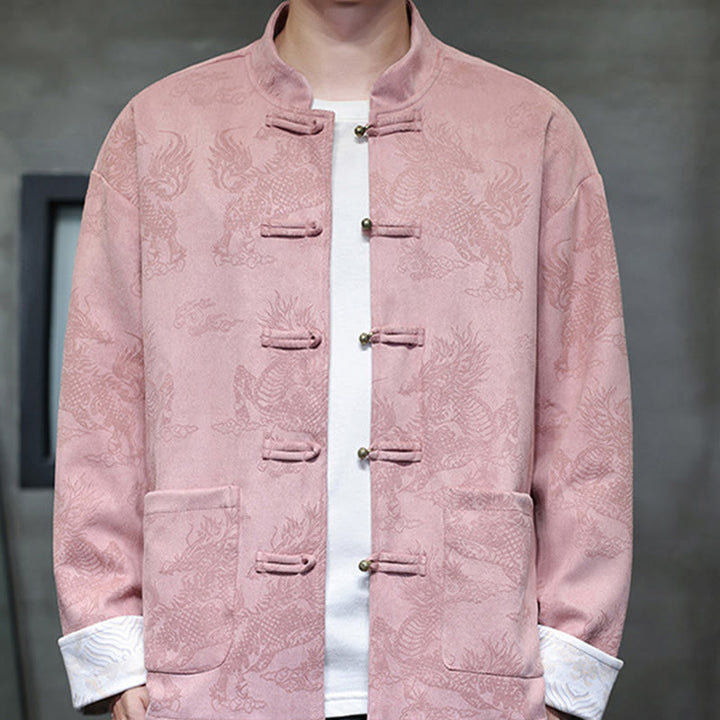 Buddha Stones、中国の旧正月、麒麟柄、カエルボタン、唐装、メンズジャケット、ポケット付きシャツ - image 34