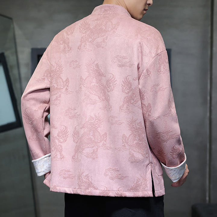 Buddha Stones、中国の旧正月、麒麟柄、カエルボタン、唐装、メンズジャケット、ポケット付きシャツ - image 33