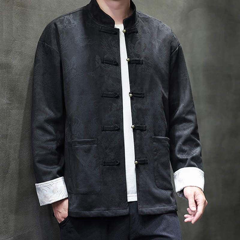 Buddha Stones、中国の旧正月、麒麟柄、カエルボタン、唐装、メンズジャケット、ポケット付きシャツ - image 19