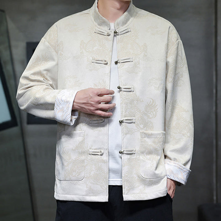 Buddha Stones、中国の旧正月、麒麟柄、カエルボタン、唐装、メンズジャケット、ポケット付きシャツ - image 23