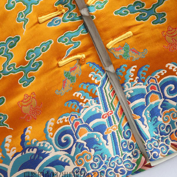 Buddha Stones、中国の旧正月、龍の刺繍、吉兆の雲、カエルボタンの唐装、メンズジャケット、シャツ - image 7