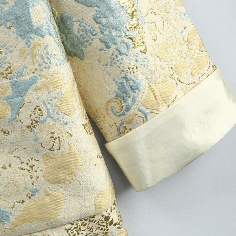 Buddha Stones中国新年 ジャカード刺繍 カエルボタン 唐装 メンズ ジャケット シャツ ポケット付き - image 8