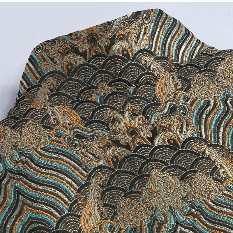 Buddha Stones中国新年 ジャカード ダマスク 海水柄 カエルボタン 唐装 メンズ ジャケット シャツ ポケット付き