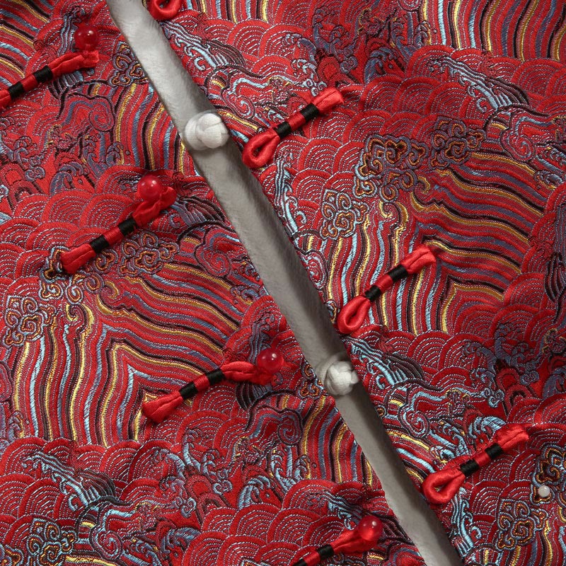 Buddha Stones中国新年 ジャカード ダマスク 海水柄 カエルボタン 唐装 メンズ ジャケット シャツ ポケット付き - image 2