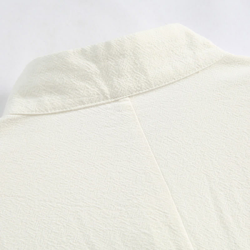 Buddha Stones中国の旧正月 鶴刺繍 唐装 漢服 長袖 トップス パンツ 衣類 コットンリネン メンズセット ポケット付き - image 11