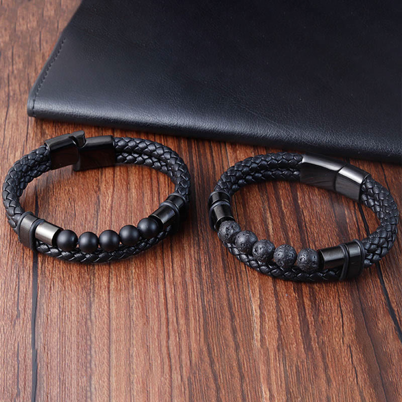 Buddha Stones溶岩フロストストーン ヒーリングレザー マグネットバックルブレスレット - image 2