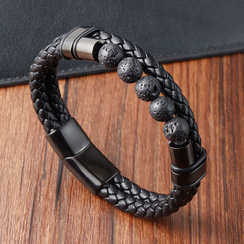 Buddha Stones溶岩フロストストーン ヒーリングレザー マグネットバックルブレスレット - image 3