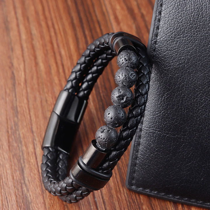 Buddha Stones溶岩フロストストーン ヒーリングレザー マグネットバックルブレスレット - image 4