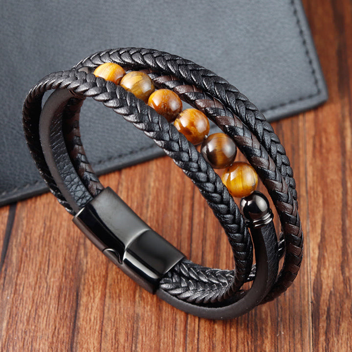 Buddha Stonesタイガーアイ 石 守護 レザーブレスレット - image 8