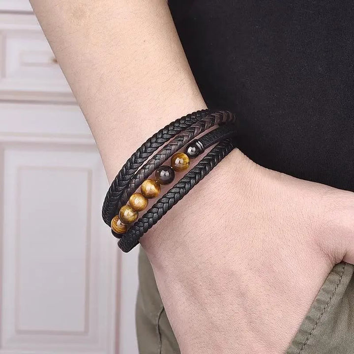 Buddha Stonesタイガーアイ 石 守護 レザーブレスレット - image 5