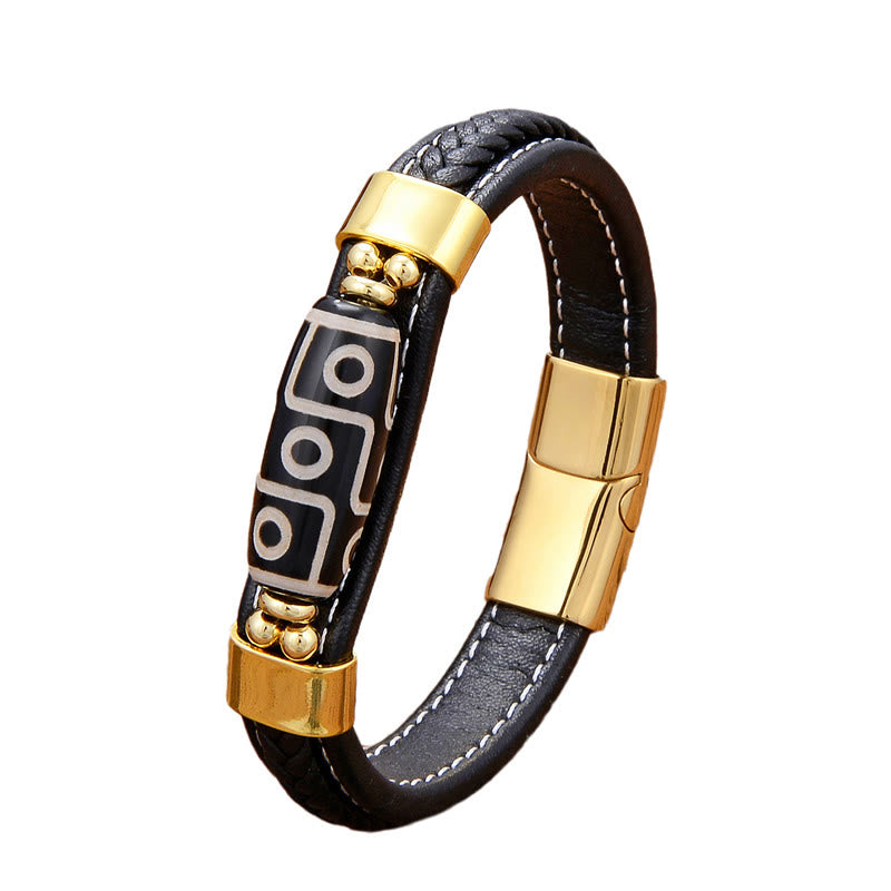 Buddha Stonesチベット九眼ビーズ富貴レザーバックルブレスレット - image 3