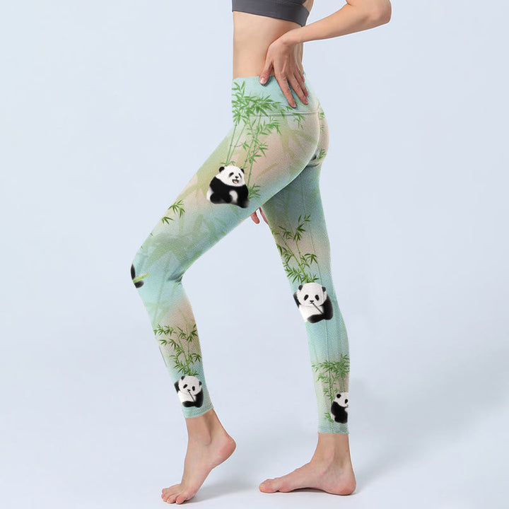 Buddha Stonesパンダ竹プリントジムレギンスレディースヨガパンツ - image 3