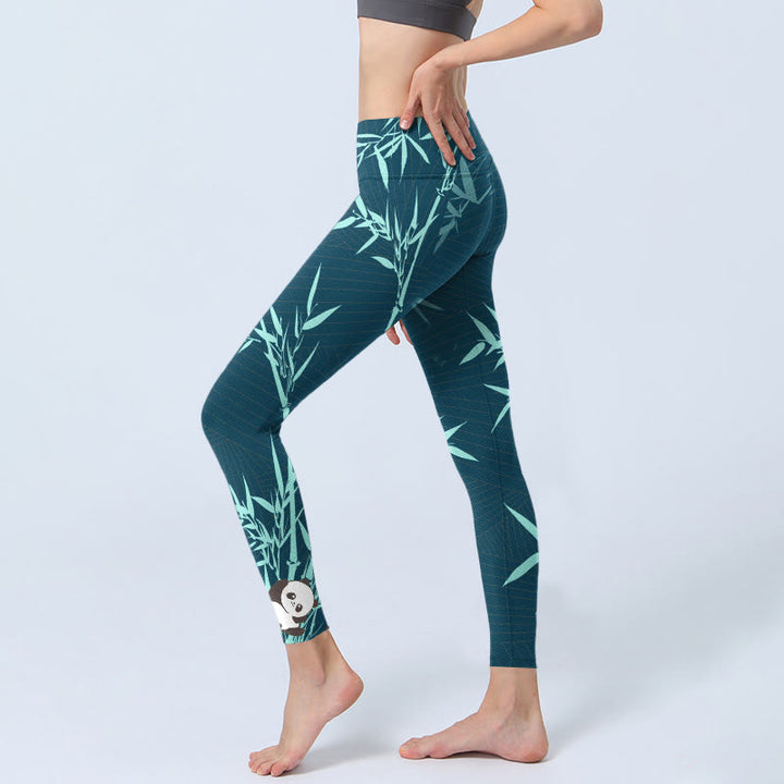 Buddha Stonesラッシュターコイズ バンブーパンダ柄 ジムレギンス レディース ヨガパンツ - image 3