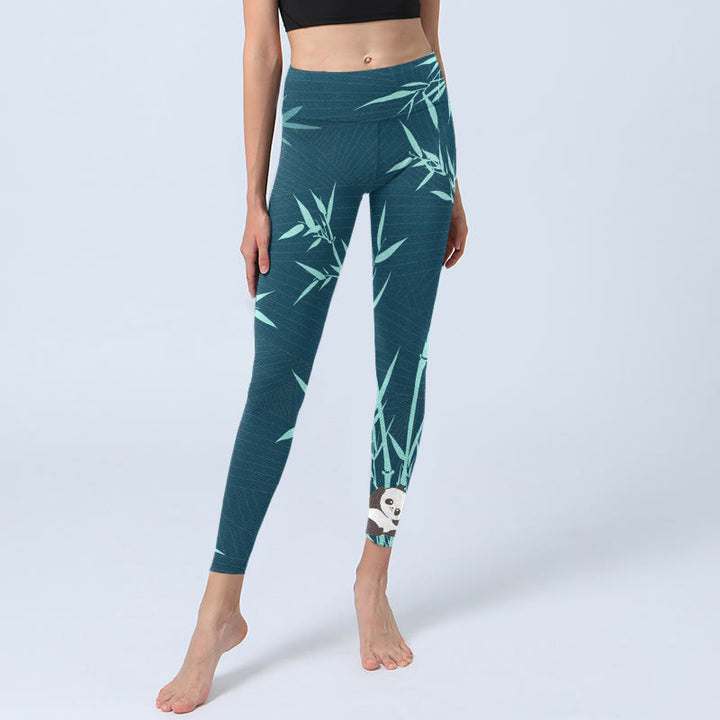 Buddha Stonesラッシュターコイズ バンブーパンダ柄 ジムレギンス レディース ヨガパンツ - image 6