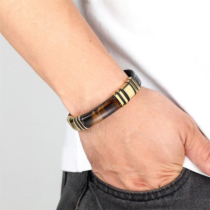 Buddha Stonesタイガーアイストーン クリアシンキングレザーバックルブレスレット - image 4
