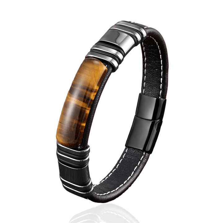 Buddha Stonesタイガーアイストーン クリアシンキングレザーバックルブレスレット - image 6