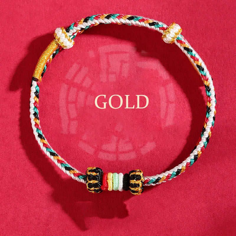 Buddha Stones五行 カラフル紐 完全結び目 リーフノット 編み込み 幸運ブレスレット