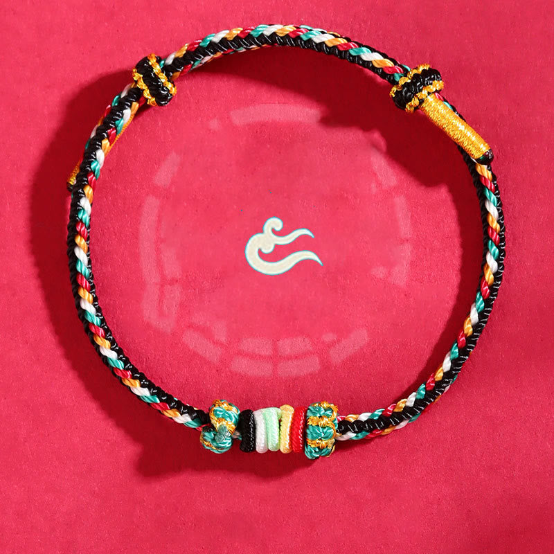 Buddha Stones五行 カラフル紐 完全結び目 リーフノット 編み込み 幸運ブレスレット