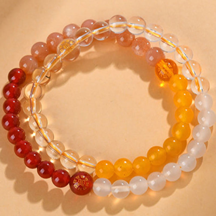 Buddha Stones ストロベリークォーツ 水晶 瑪瑙 開運 知恵 癒し パワーストーン ブレスレット