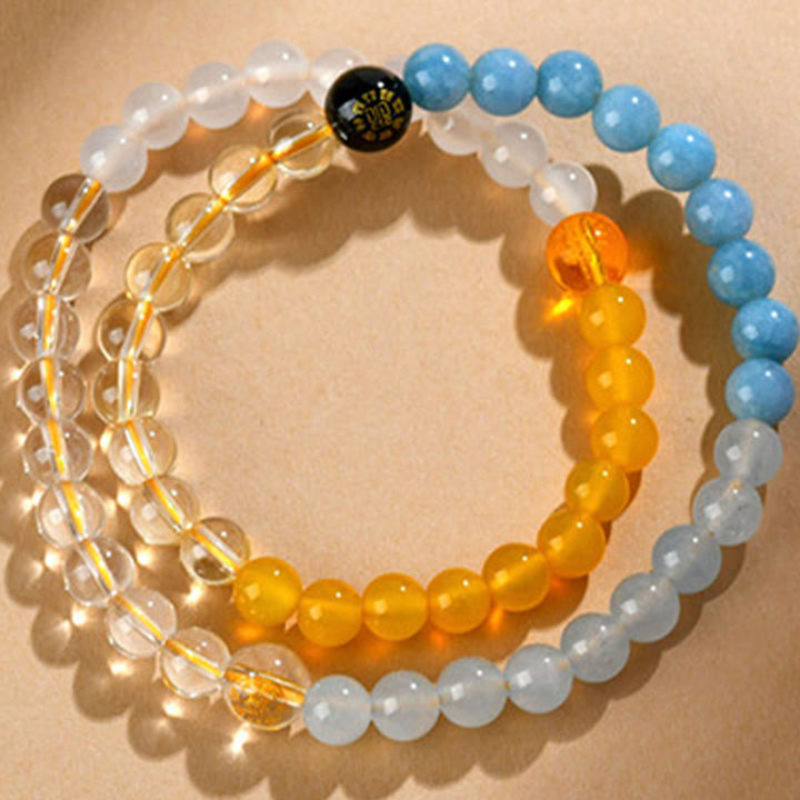 Buddha Stones ストロベリークォーツ 水晶 瑪瑙 開運 知恵 癒し パワーストーン ブレスレット