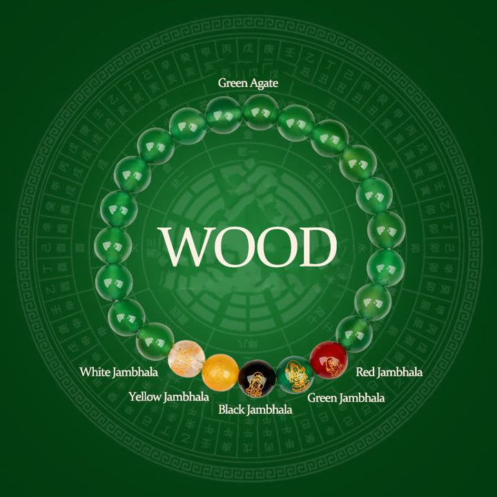 Buddha Stones ミックスストーン 瑪瑙 幸運 癒し ヒーリング パワーストーン ブレスレット - 木製（手首周り：14～16cm） - image 5