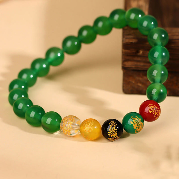 Buddha Stones ミックスストーン 瑪瑙 幸運 癒し ヒーリング パワーストーン ブレスレット