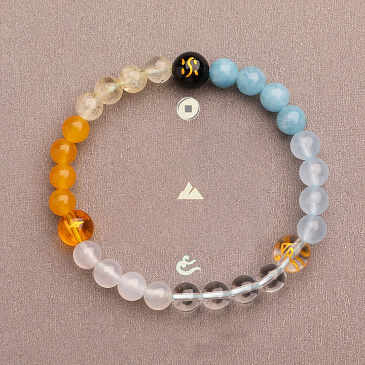 Buddha Stones 太陽石 瑪瑙 ブラックオニキス 知恵 守護 開運 パワーストーン ブレスレット