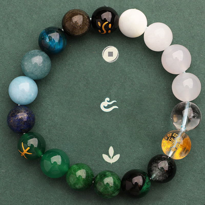 Buddha Stones 太陽石 瑪瑙 ブラックオニキス 知恵 守護 開運 パワーストーン ブレスレット