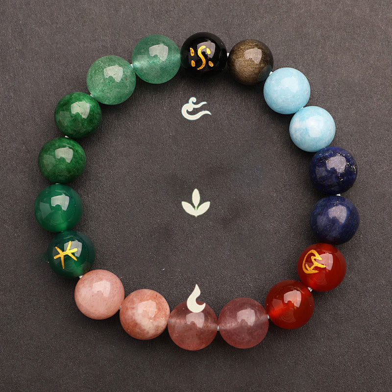 Buddha Stones 太陽石 瑪瑙 ブラックオニキス 知恵 守護 開運 パワーストーン ブレスレット