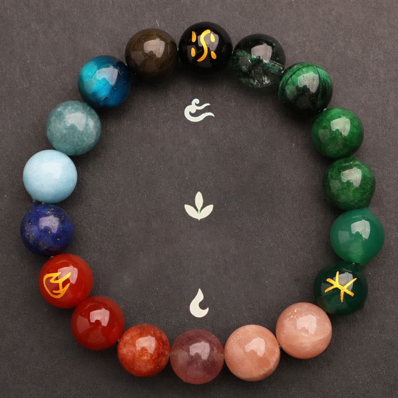 Buddha Stones 太陽石 瑪瑙 ブラックオニキス 知恵 守護 開運 パワーストーン ブレスレット