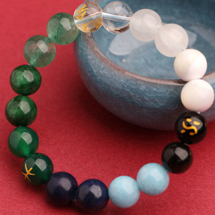 Buddha Stones 太陽石 瑪瑙 ブラックオニキス 知恵 守護 開運 パワーストーン ブレスレット