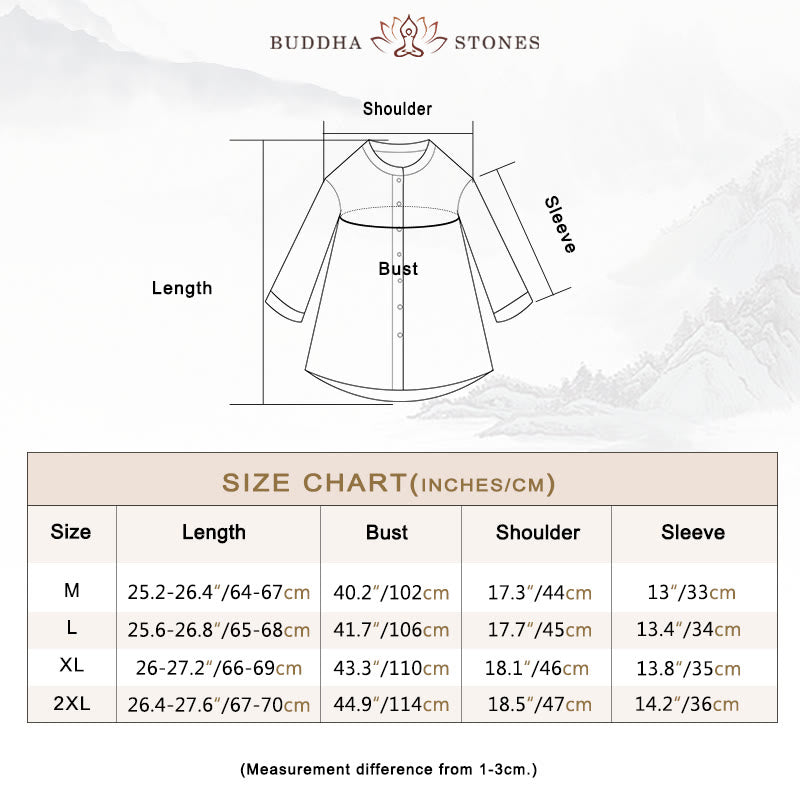Buddha Stones無地ボタン七分袖シャツ - image 6