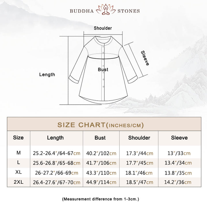 Buddha Stones無地ボタン七分袖シャツ - image 6