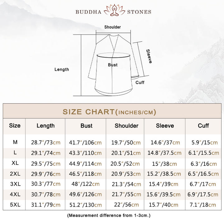 Buddha Stonesカジュアル Vネック 七分袖 メンズシャツ - image 4
