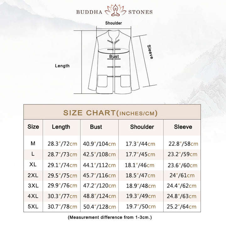 Buddha Stonesメンズ タン ロングスリーブ シャツ フロッグボタン ポケット付き スタンドカラー コンフォートリネンシャツ - image 5