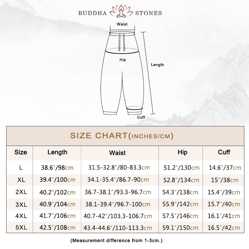 Buddha Stonesカジュアル シンプル ドローストリング メンズ コットン ハーレムパンツ ポケット付き - image 4