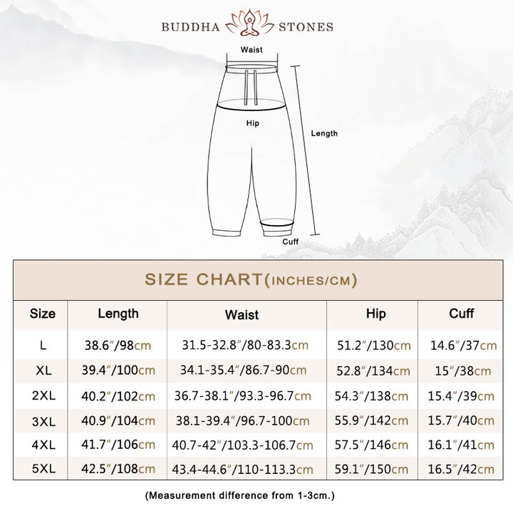 Buddha Stonesカジュアル シンプル ドローストリング メンズ コットン ハーレムパンツ ポケット付き - image 4