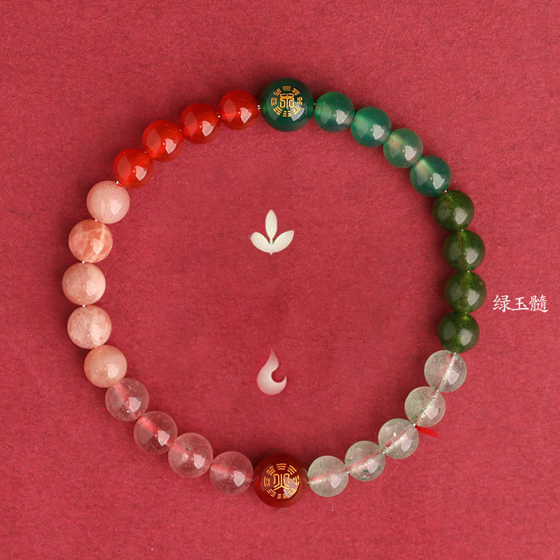 Buddha Stones ブラックオニキス グリーンカルセドニー アクアマリン 開運 知恵 癒し ブレスレット
