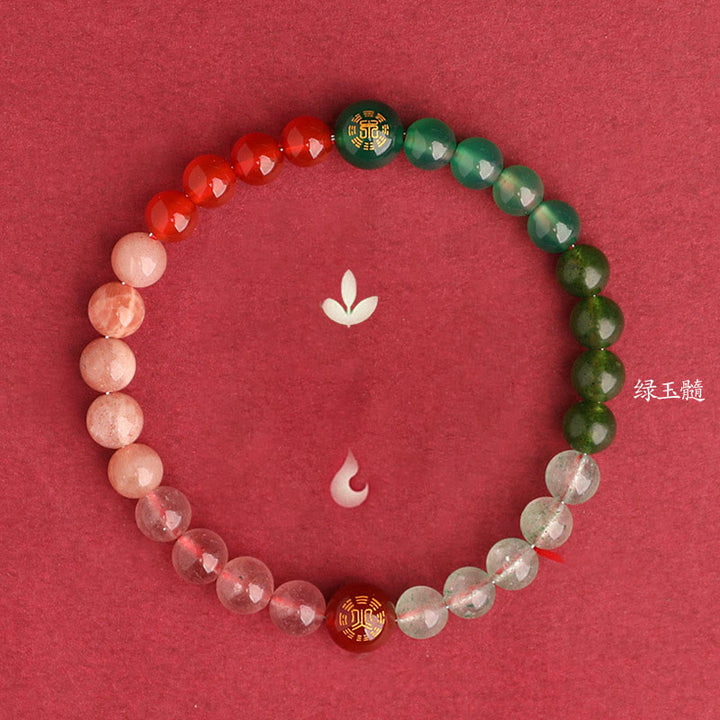 Buddha Stones ブラックオニキス グリーンカルセドニー アクアマリン 開運 知恵 癒し ブレスレット