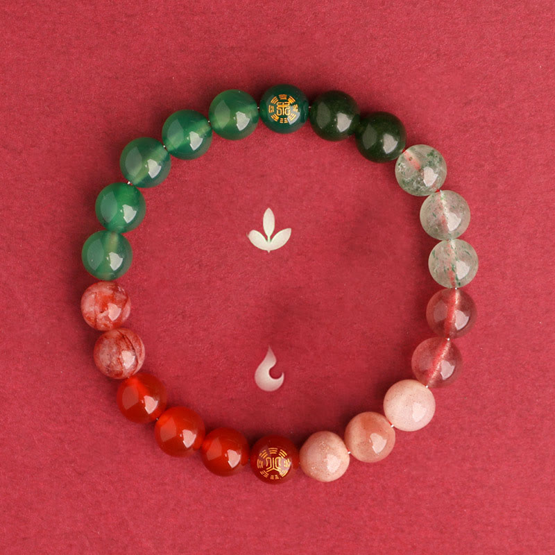 Buddha Stones ブラックオニキス グリーンカルセドニー アクアマリン 開運 知恵 癒し ブレスレット