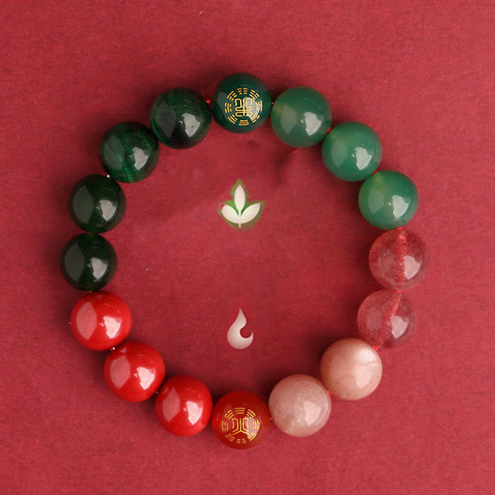 Buddha Stones ブラックオニキス グリーンカルセドニー アクアマリン 開運 知恵 癒し ブレスレット