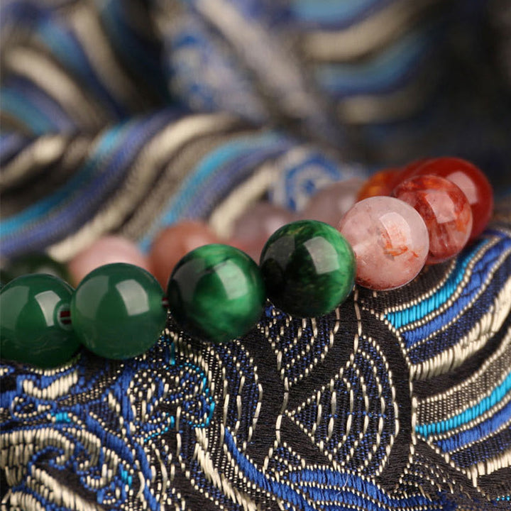 Buddha Stones ブラックオニキス グリーンカルセドニー アクアマリン 開運 知恵 癒し ブレスレット