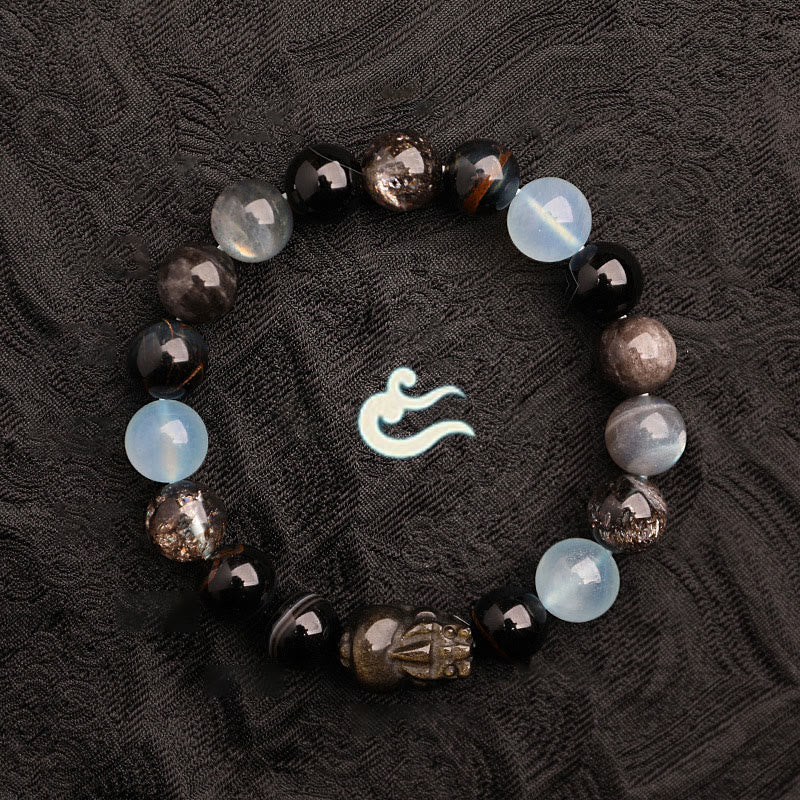 Buddha Stones ストロベリークォーツ モスアゲート グリーンファントム 幸運 癒し 恋愛運 ブレスレット