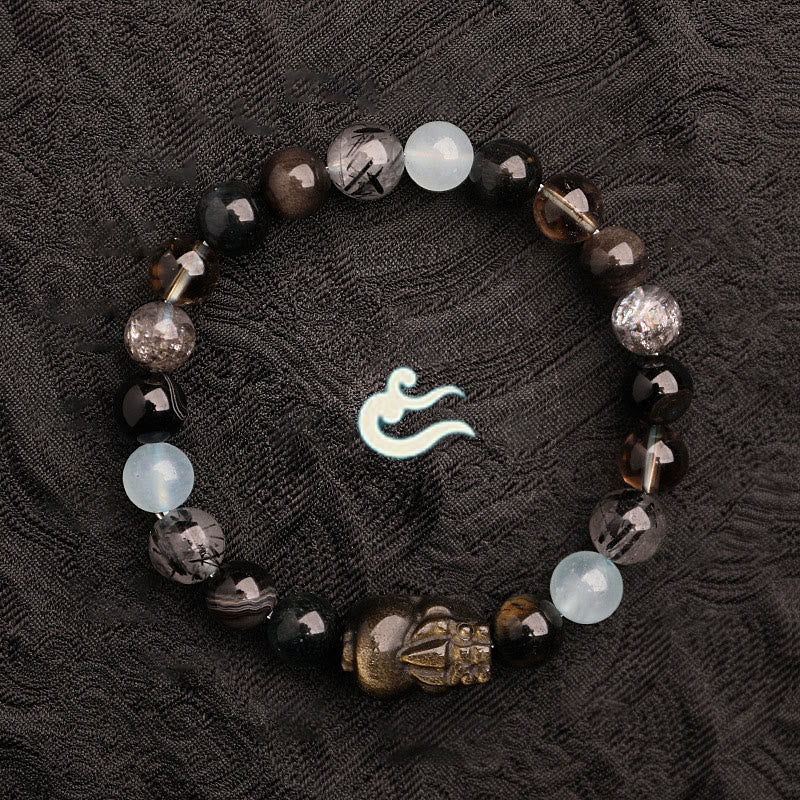 Buddha Stones ストロベリークォーツ モスアゲート グリーンファントム 幸運 癒し 恋愛運 ブレスレット