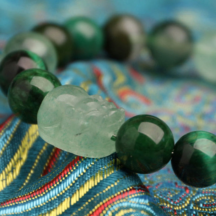 Buddha Stones ストロベリークォーツ モスアゲート グリーンファントム 幸運 癒し 恋愛運 ブレスレット