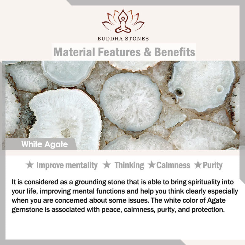 Buddha Stones 玉髄 白水晶 白瑪瑙 開運 幸運 癒し パワーストーン ブレスレット - image 7