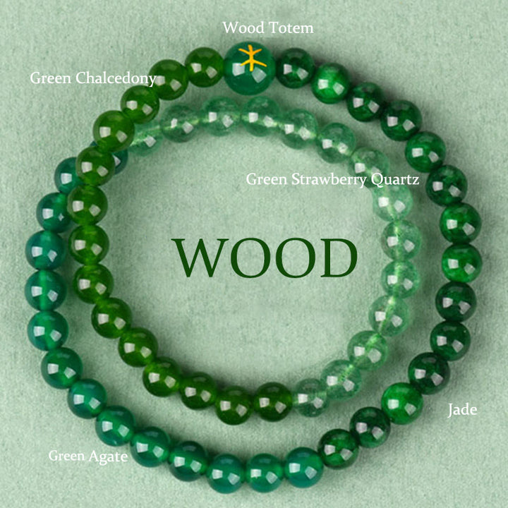 Buddha Stones 玉髄 白水晶 白瑪瑙 開運 幸運 癒し パワーストーン ブレスレット - 木製（手首周り：14～16cm） - image 8