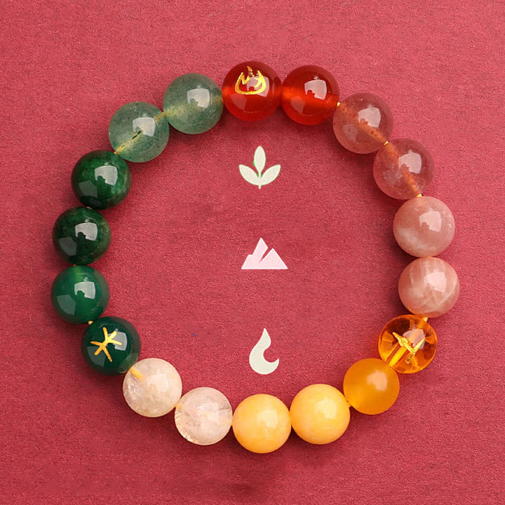 Buddha Stones グリーンストロベリークォーツ 太陽石 金運 幸運 幸福 開運 ブレスレット